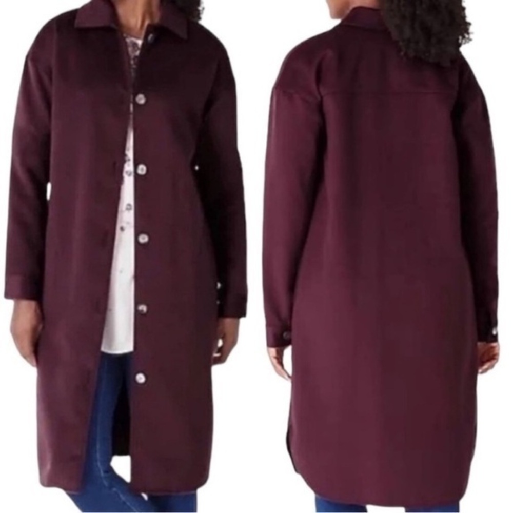 J.Jill Pure Jill Women’s Bayberry Fleece Faux Suede Long Coat Shacket Size L